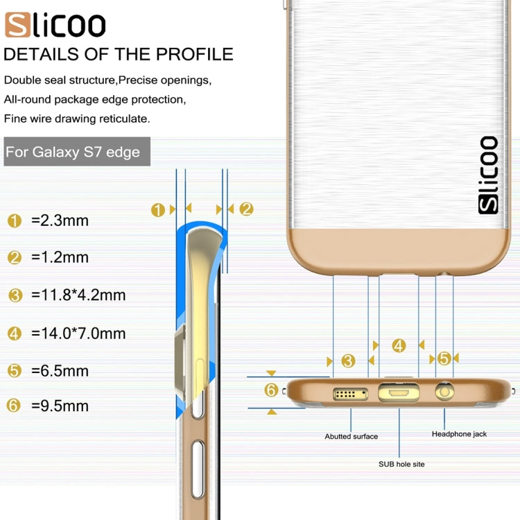 SLiCOO for Galaxy S7 Edge/ G935 Concise Fashion Separable Brushed Texture Transparent TPU + Electroplating PC Combination Case