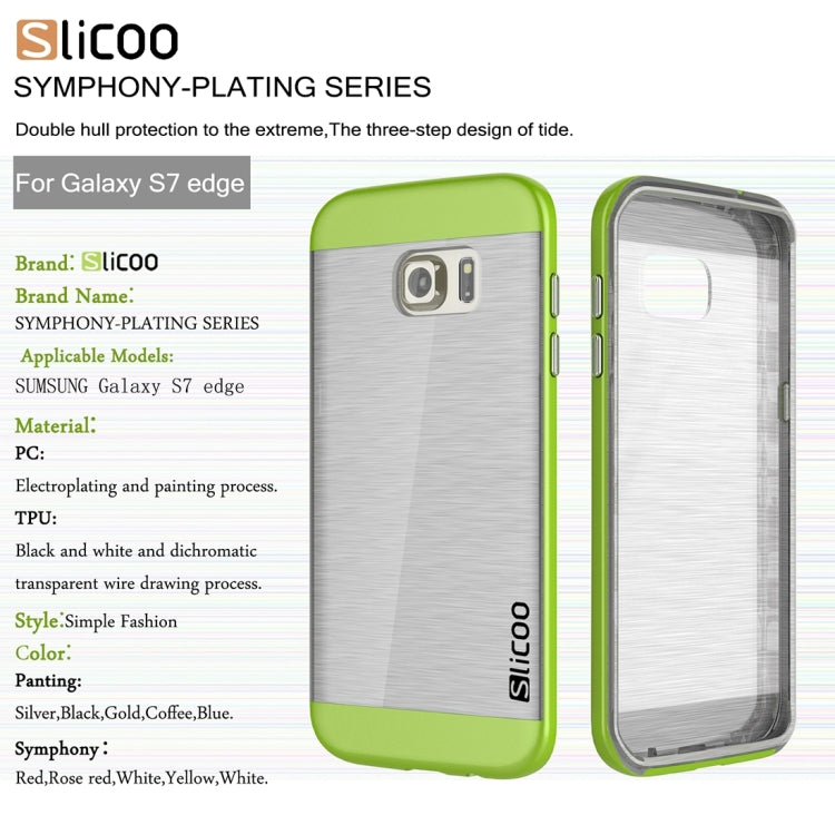 SLiCOO for Galaxy S7 Edge/ G935 Concise Fashion Separable Brushed Texture Transparent TPU + Electroplating PC Combination Case