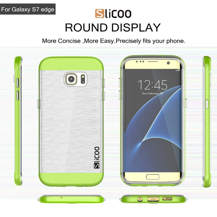 SLiCOO for Galaxy S7 Edge/ G935 Concise Fashion Separable Brushed Texture Transparent TPU + Electroplating PC Combination Case