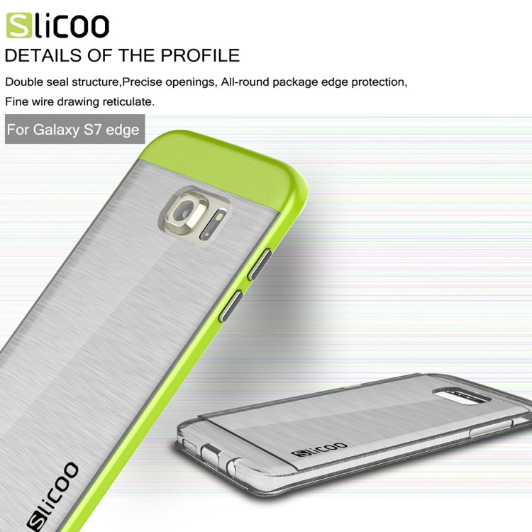 SLiCOO for Galaxy S7 Edge/ G935 Concise Fashion Separable Brushed Texture Transparent TPU + Electroplating PC Combination Case
