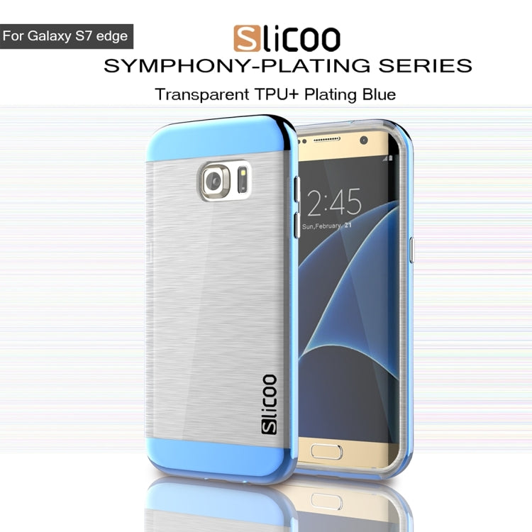SLiCOO for Galaxy S7 Edge/ G935 Concise Fashion Separable Brushed Texture Transparent TPU + Electroplating PC Combination Case