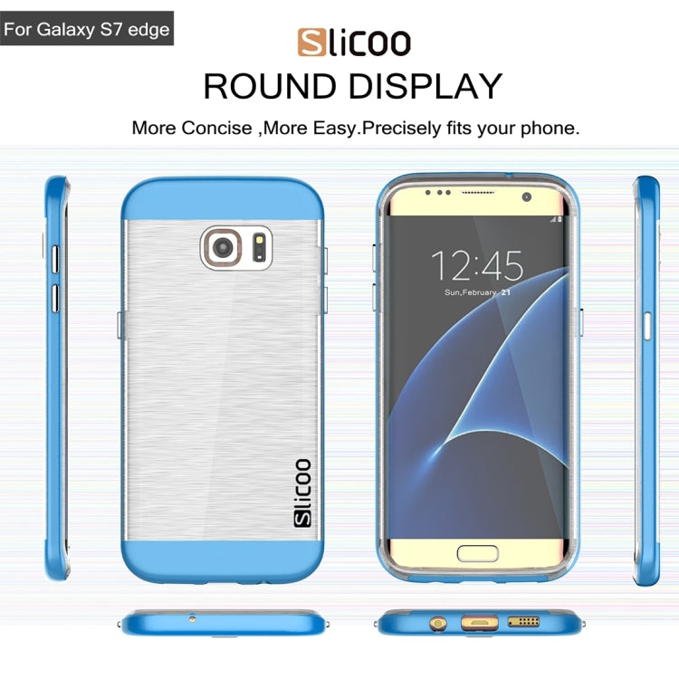 SLiCOO for Galaxy S7 Edge/ G935 Concise Fashion Separable Brushed Texture Transparent TPU + Electroplating PC Combination Case