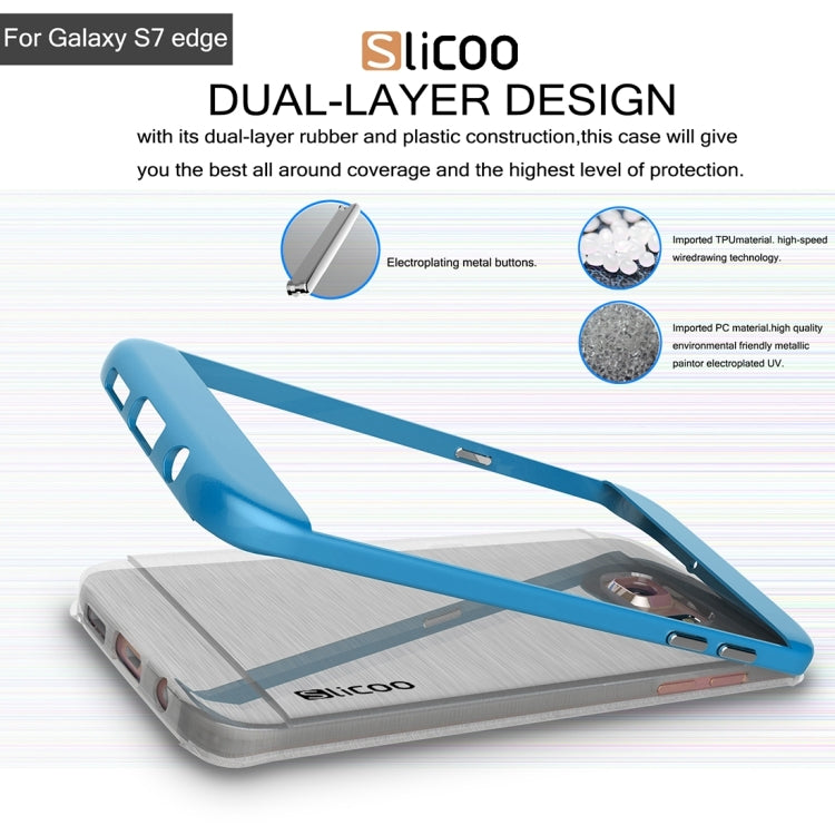 SLiCOO for Galaxy S7 Edge/ G935 Concise Fashion Separable Brushed Texture Transparent TPU + Electroplating PC Combination Case