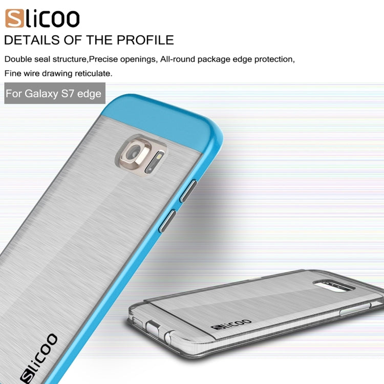 SLiCOO for Galaxy S7 Edge/ G935 Concise Fashion Separable Brushed Texture Transparent TPU + Electroplating PC Combination Case