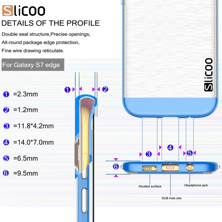 SLiCOO for Galaxy S7 Edge/ G935 Concise Fashion Separable Brushed Texture Transparent TPU + Electroplating PC Combination Case