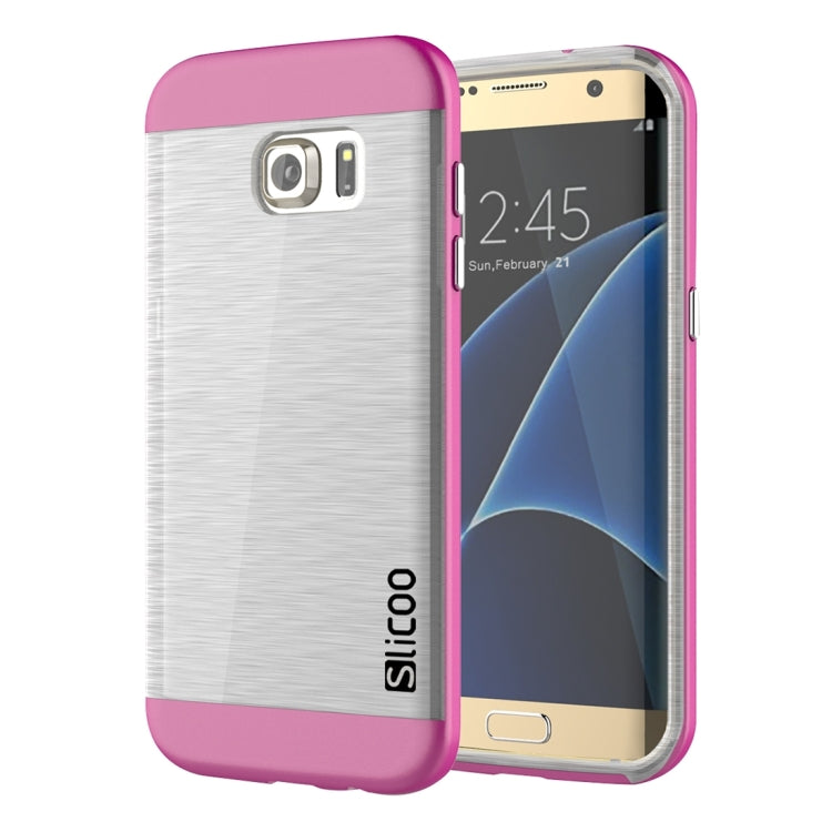 SLiCOO for Galaxy S7 Edge/ G935 Concise Fashion Separable Brushed Texture Transparent TPU + Electroplating PC Combination Case