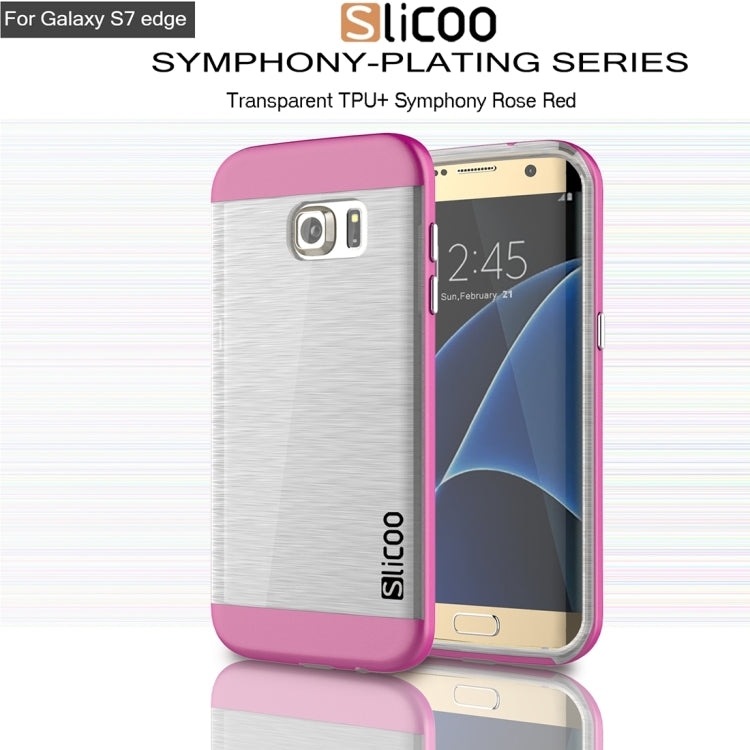 SLiCOO for Galaxy S7 Edge/ G935 Concise Fashion Separable Brushed Texture Transparent TPU + Electroplating PC Combination Case