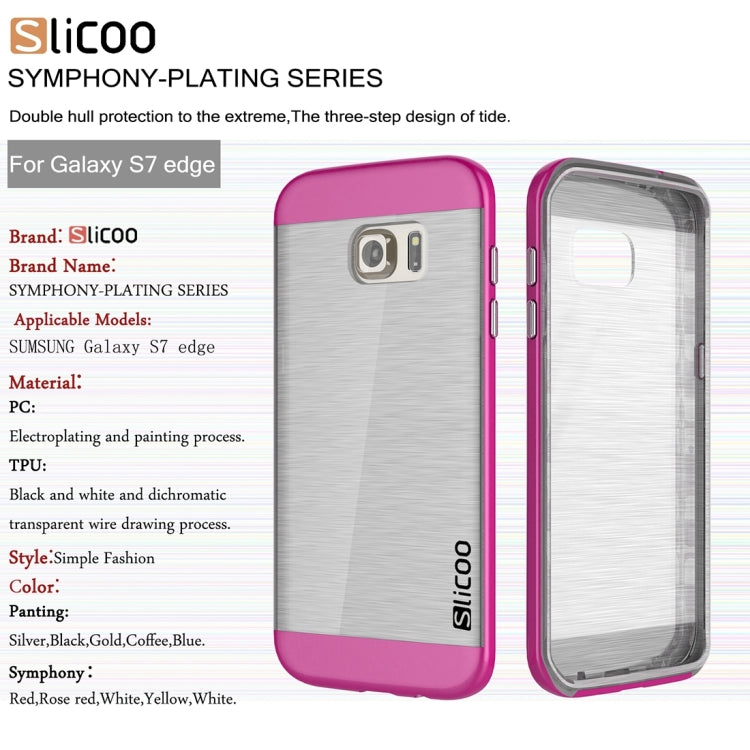 SLiCOO for Galaxy S7 Edge/ G935 Concise Fashion Separable Brushed Texture Transparent TPU + Electroplating PC Combination Case