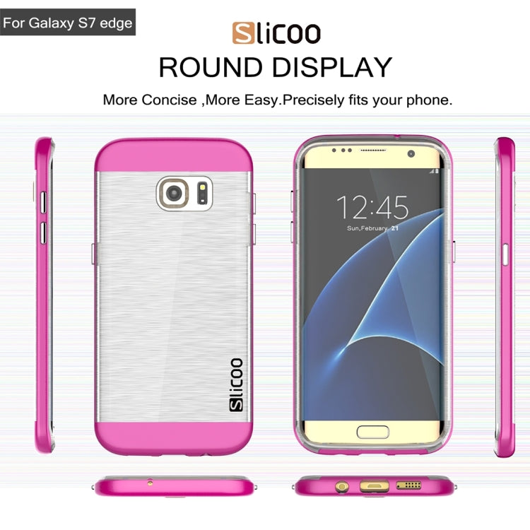 SLiCOO for Galaxy S7 Edge/ G935 Concise Fashion Separable Brushed Texture Transparent TPU + Electroplating PC Combination Case