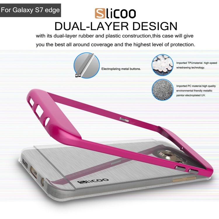 SLiCOO for Galaxy S7 Edge/ G935 Concise Fashion Separable Brushed Texture Transparent TPU + Electroplating PC Combination Case