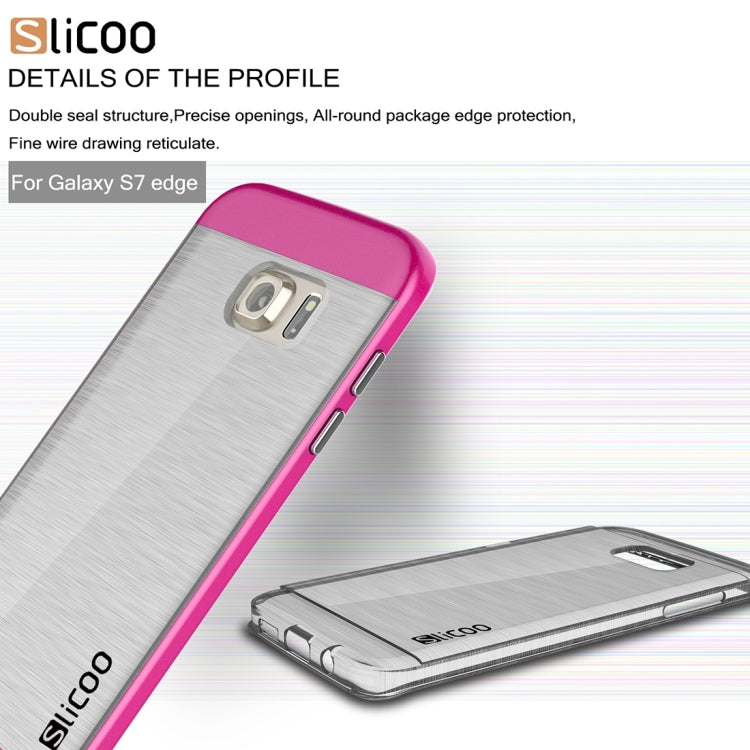 SLiCOO for Galaxy S7 Edge/ G935 Concise Fashion Separable Brushed Texture Transparent TPU + Electroplating PC Combination Case
