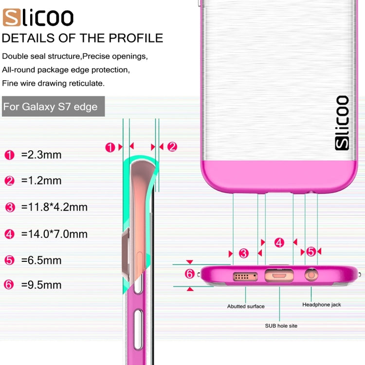SLiCOO for Galaxy S7 Edge/ G935 Concise Fashion Separable Brushed Texture Transparent TPU + Electroplating PC Combination Case