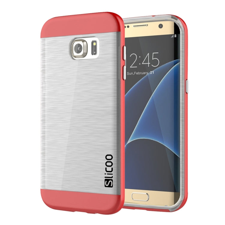 SLiCOO for Galaxy S7 Edge/ G935 Concise Fashion Separable Brushed Texture Transparent TPU + Electroplating PC Combination Case
