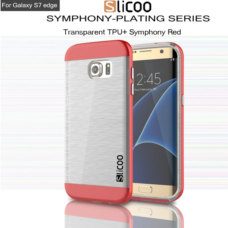 SLiCOO for Galaxy S7 Edge/ G935 Concise Fashion Separable Brushed Texture Transparent TPU + Electroplating PC Combination Case
