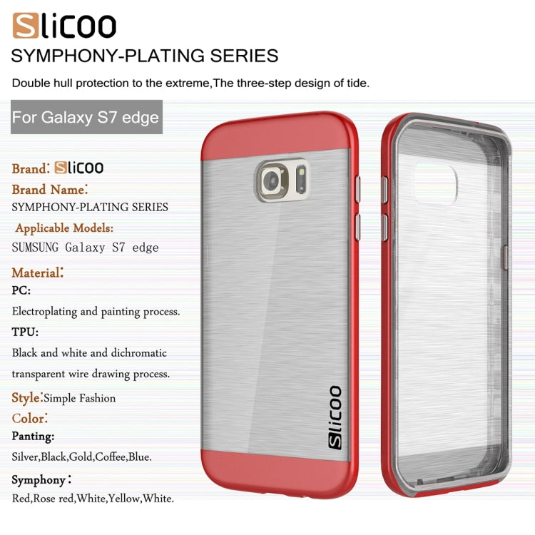 SLiCOO for Galaxy S7 Edge/ G935 Concise Fashion Separable Brushed Texture Transparent TPU + Electroplating PC Combination Case