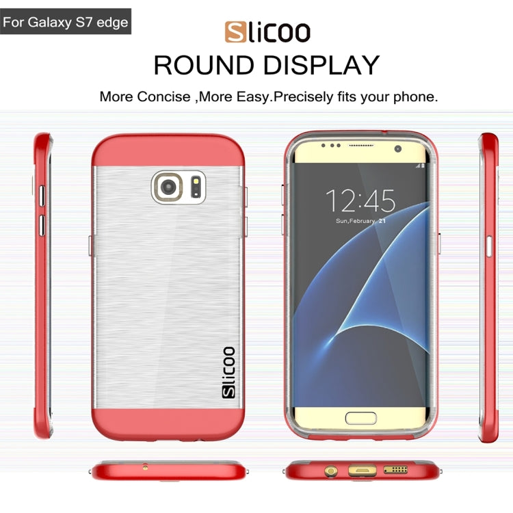 SLiCOO for Galaxy S7 Edge/ G935 Concise Fashion Separable Brushed Texture Transparent TPU + Electroplating PC Combination Case