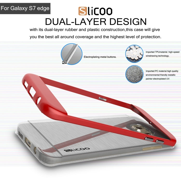SLiCOO for Galaxy S7 Edge/ G935 Concise Fashion Separable Brushed Texture Transparent TPU + Electroplating PC Combination Case