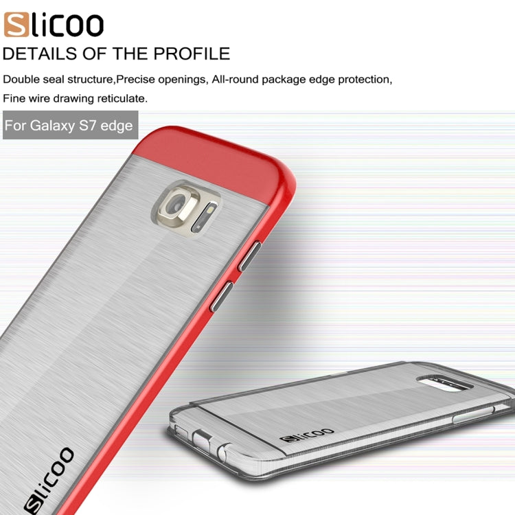 SLiCOO for Galaxy S7 Edge/ G935 Concise Fashion Separable Brushed Texture Transparent TPU + Electroplating PC Combination Case