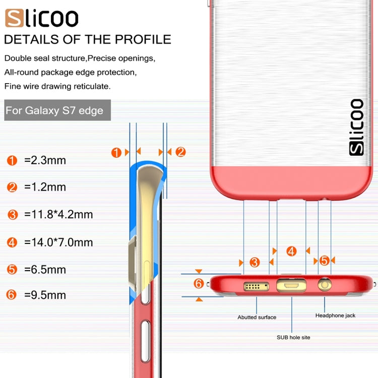 SLiCOO for Galaxy S7 Edge/ G935 Concise Fashion Separable Brushed Texture Transparent TPU + Electroplating PC Combination Case