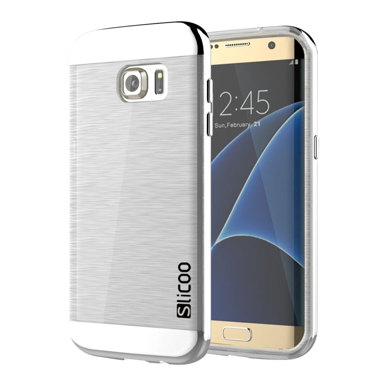 SLiCOO for Galaxy S7 Edge/ G935 Concise Fashion Separable Brushed Texture Transparent TPU + Electroplating PC Combination Case