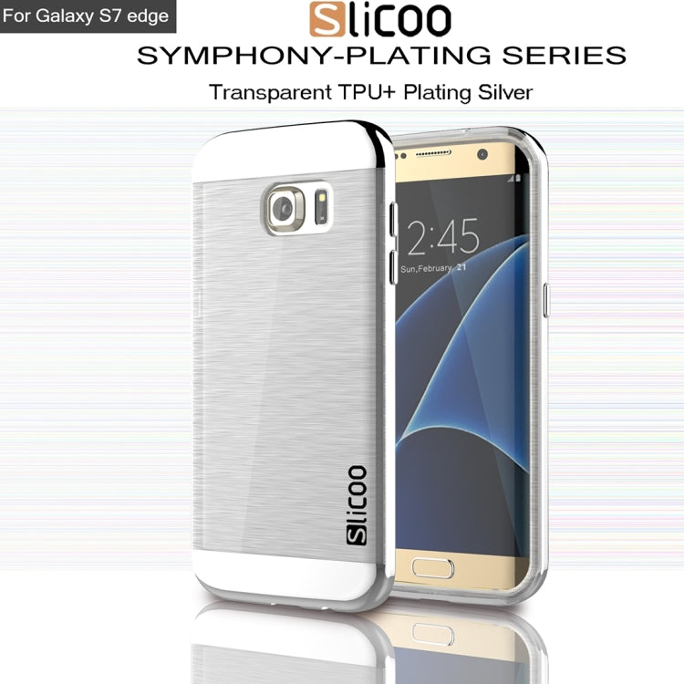 SLiCOO for Galaxy S7 Edge/ G935 Concise Fashion Separable Brushed Texture Transparent TPU + Electroplating PC Combination Case