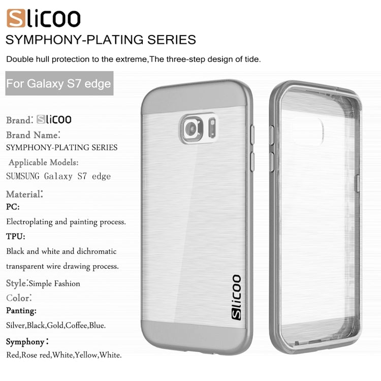SLiCOO for Galaxy S7 Edge/ G935 Concise Fashion Separable Brushed Texture Transparent TPU + Electroplating PC Combination Case