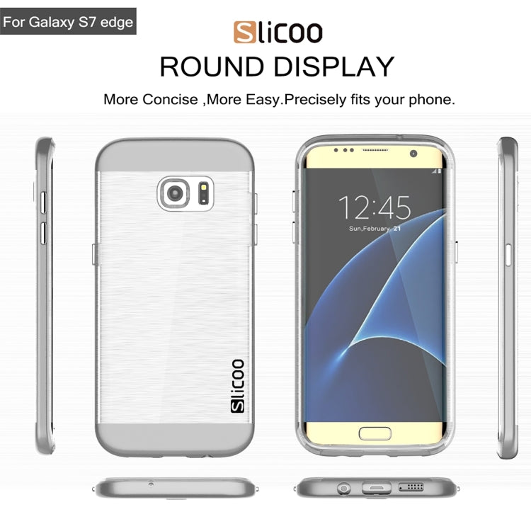 SLiCOO for Galaxy S7 Edge/ G935 Concise Fashion Separable Brushed Texture Transparent TPU + Electroplating PC Combination Case