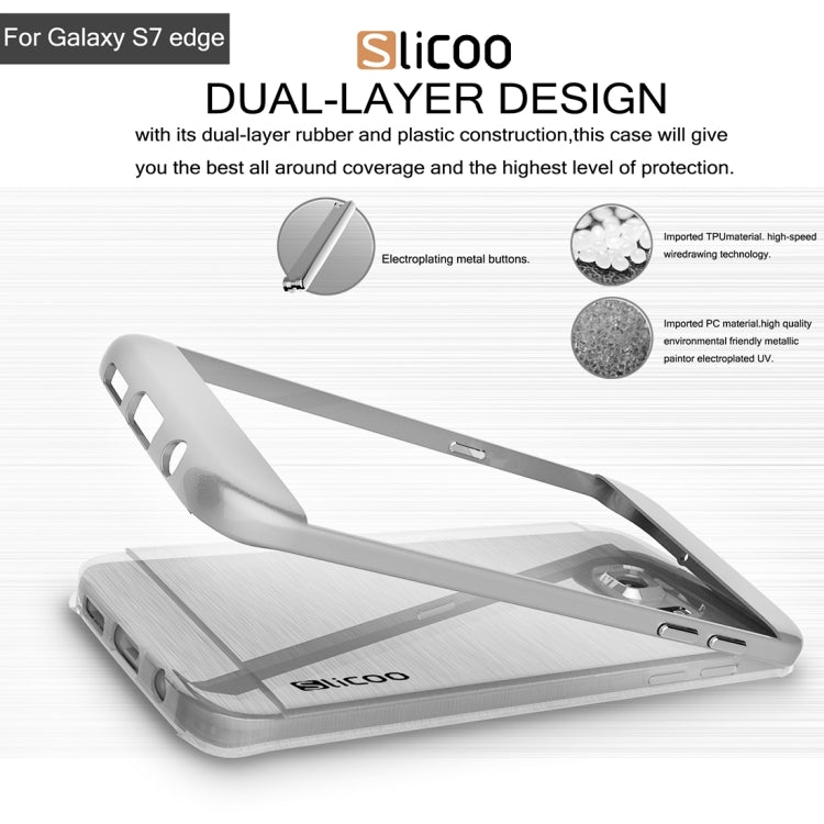 SLiCOO for Galaxy S7 Edge/ G935 Concise Fashion Separable Brushed Texture Transparent TPU + Electroplating PC Combination Case