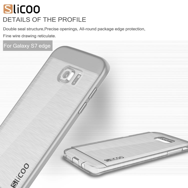 SLiCOO for Galaxy S7 Edge/ G935 Concise Fashion Separable Brushed Texture Transparent TPU + Electroplating PC Combination Case