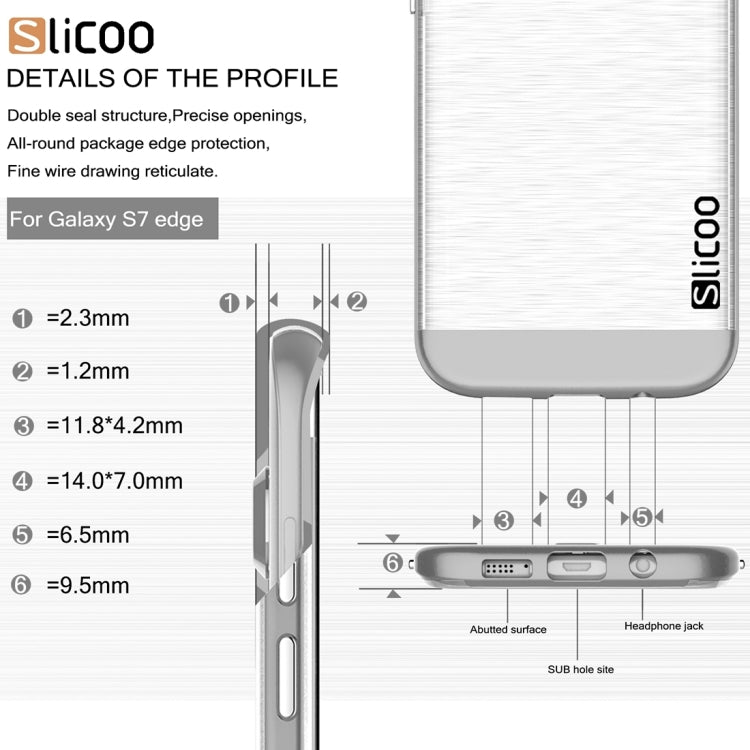 SLiCOO for Galaxy S7 Edge/ G935 Concise Fashion Separable Brushed Texture Transparent TPU + Electroplating PC Combination Case