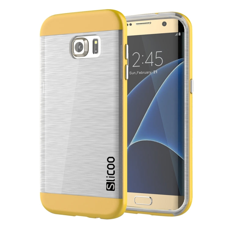 SLiCOO for Galaxy S7 Edge/ G935 Concise Fashion Separable Brushed Texture Transparent TPU + Electroplating PC Combination Case