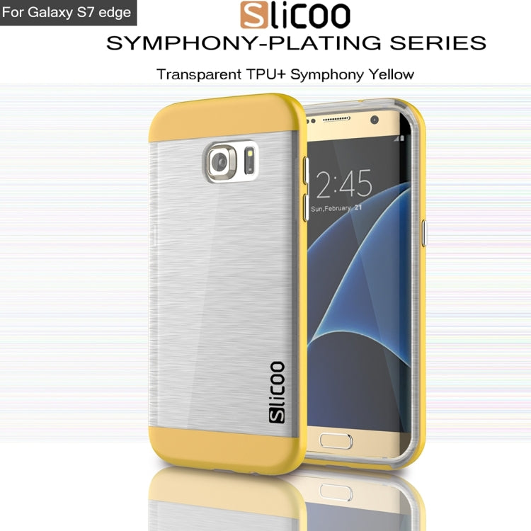 SLiCOO for Galaxy S7 Edge/ G935 Concise Fashion Separable Brushed Texture Transparent TPU + Electroplating PC Combination Case