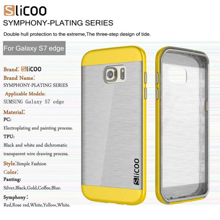 SLiCOO for Galaxy S7 Edge/ G935 Concise Fashion Separable Brushed Texture Transparent TPU + Electroplating PC Combination Case