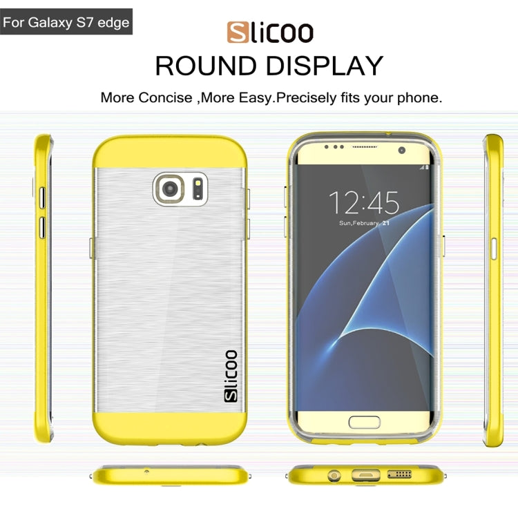 SLiCOO for Galaxy S7 Edge/ G935 Concise Fashion Separable Brushed Texture Transparent TPU + Electroplating PC Combination Case