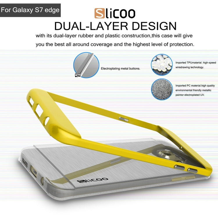 SLiCOO for Galaxy S7 Edge/ G935 Concise Fashion Separable Brushed Texture Transparent TPU + Electroplating PC Combination Case