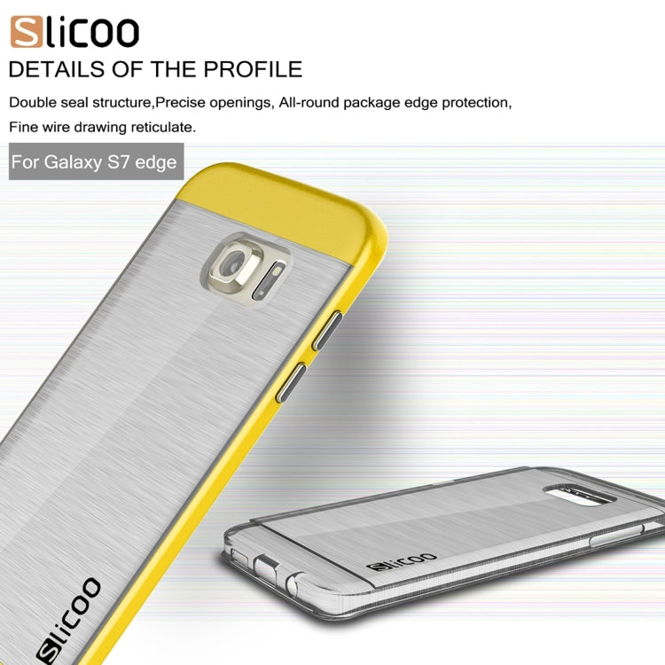 SLiCOO for Galaxy S7 Edge/ G935 Concise Fashion Separable Brushed Texture Transparent TPU + Electroplating PC Combination Case