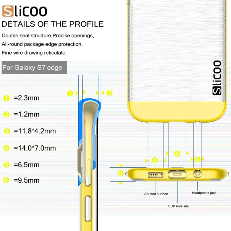 SLiCOO for Galaxy S7 Edge/ G935 Concise Fashion Separable Brushed Texture Transparent TPU + Electroplating PC Combination Case