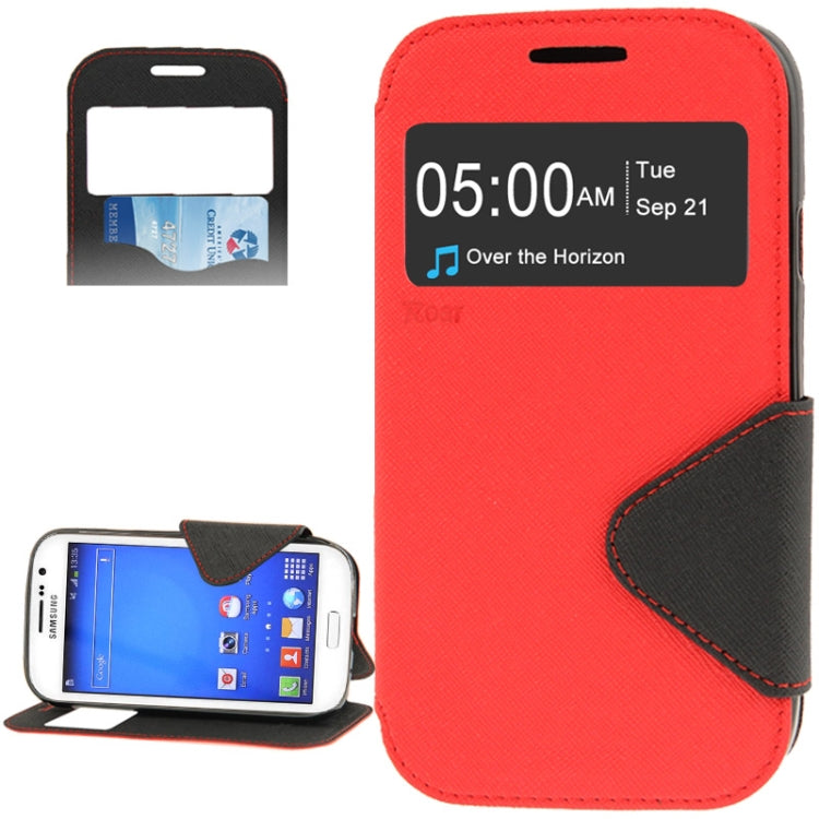 Litchi Texture Horizontal Flip Magnetic Buckle Leather Case with Call Display ID & Card Slots & Holder for Galaxy Grand Neo / i9060