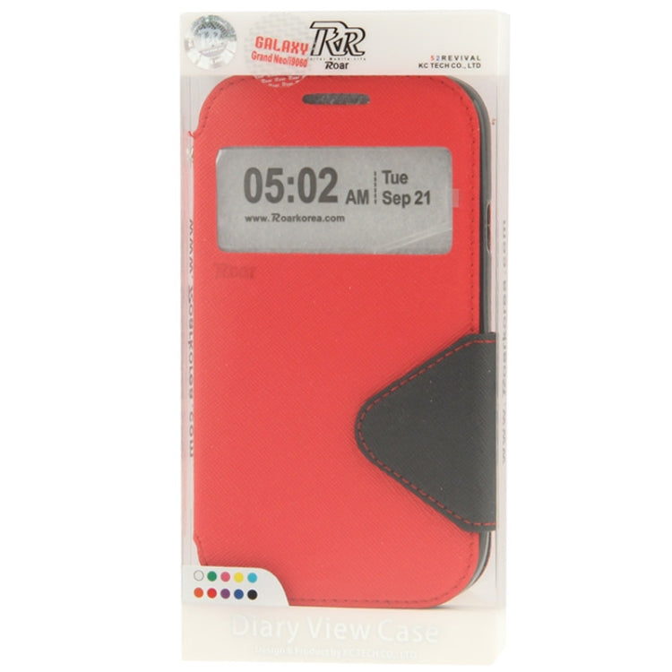 Litchi Texture Horizontal Flip Magnetic Buckle Leather Case with Call Display ID & Card Slots & Holder for Galaxy Grand Neo / i9060