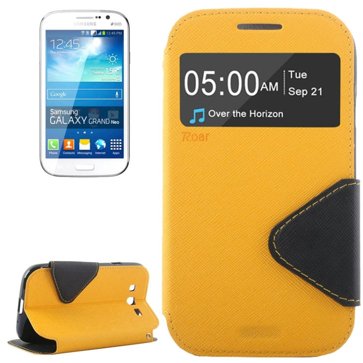 Litchi Texture Horizontal Flip Magnetic Buckle Leather Case with Call Display ID & Card Slots & Holder for Galaxy Grand Neo / i9060