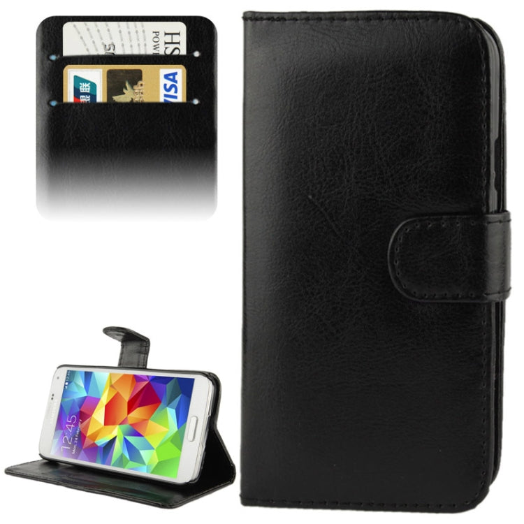 Fine Sheepskin Texture Magnetic Button Horizontal Flip Leather Case with Card Slot & Holder  for Galaxy S5 mini / G800