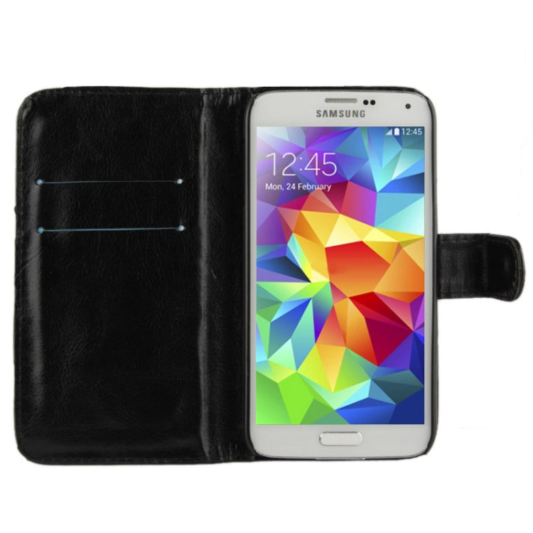 Fine Sheepskin Texture Magnetic Button Horizontal Flip Leather Case with Card Slot & Holder  for Galaxy S5 mini / G800