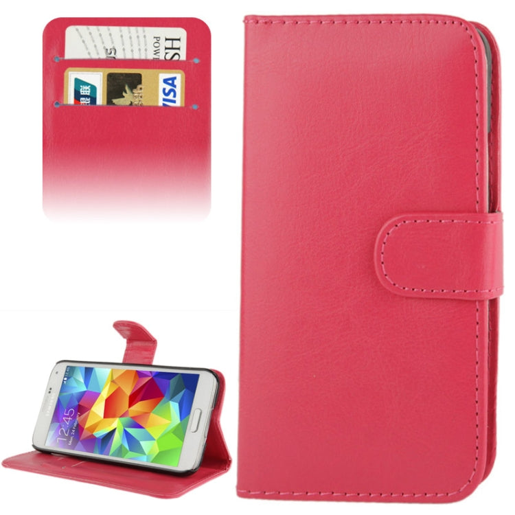 Fine Sheepskin Texture Magnetic Button Horizontal Flip Leather Case with Card Slot & Holder  for Galaxy S5 mini / G800