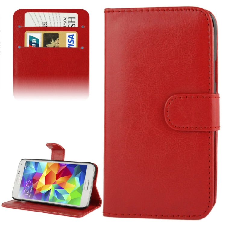 Fine Sheepskin Texture Magnetic Button Horizontal Flip Leather Case with Card Slot & Holder  for Galaxy S5 mini / G800