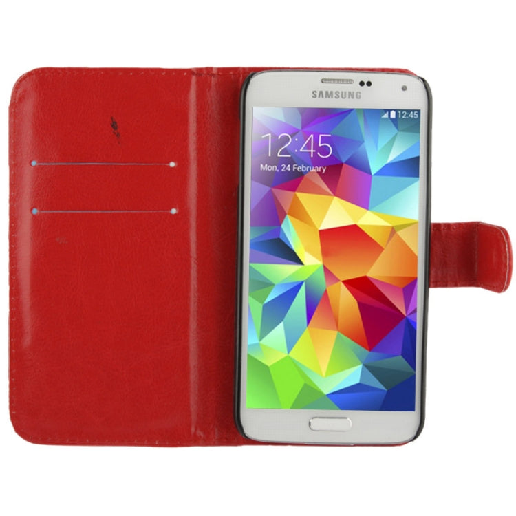 Fine Sheepskin Texture Magnetic Button Horizontal Flip Leather Case with Card Slot & Holder  for Galaxy S5 mini / G800