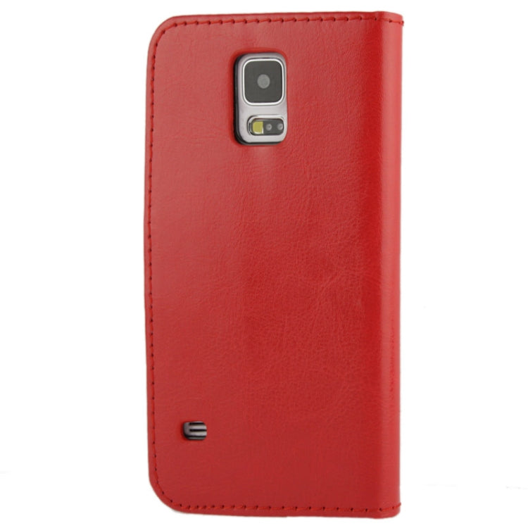 Fine Sheepskin Texture Magnetic Button Horizontal Flip Leather Case with Card Slot & Holder  for Galaxy S5 mini / G800