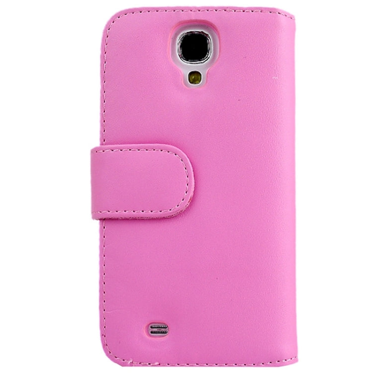 Plain Texture Leather Case with Holder and Card Slots for Galaxy S4 / i9500(Pink)