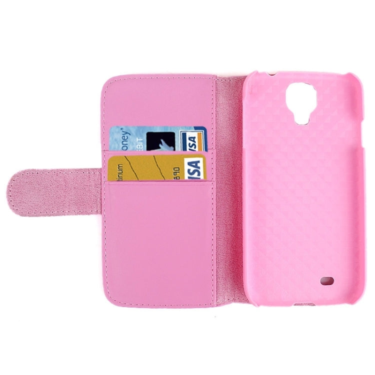 Plain Texture Leather Case with Holder and Card Slots for Galaxy S4 / i9500(Pink)