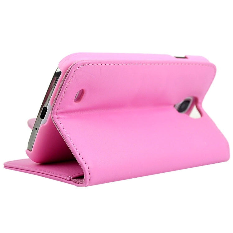 Plain Texture Leather Case with Holder and Card Slots for Galaxy S4 / i9500(Pink)