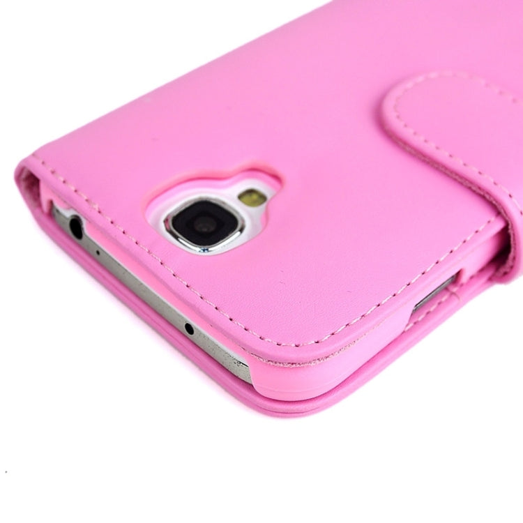 Plain Texture Leather Case with Holder and Card Slots for Galaxy S4 / i9500(Pink)